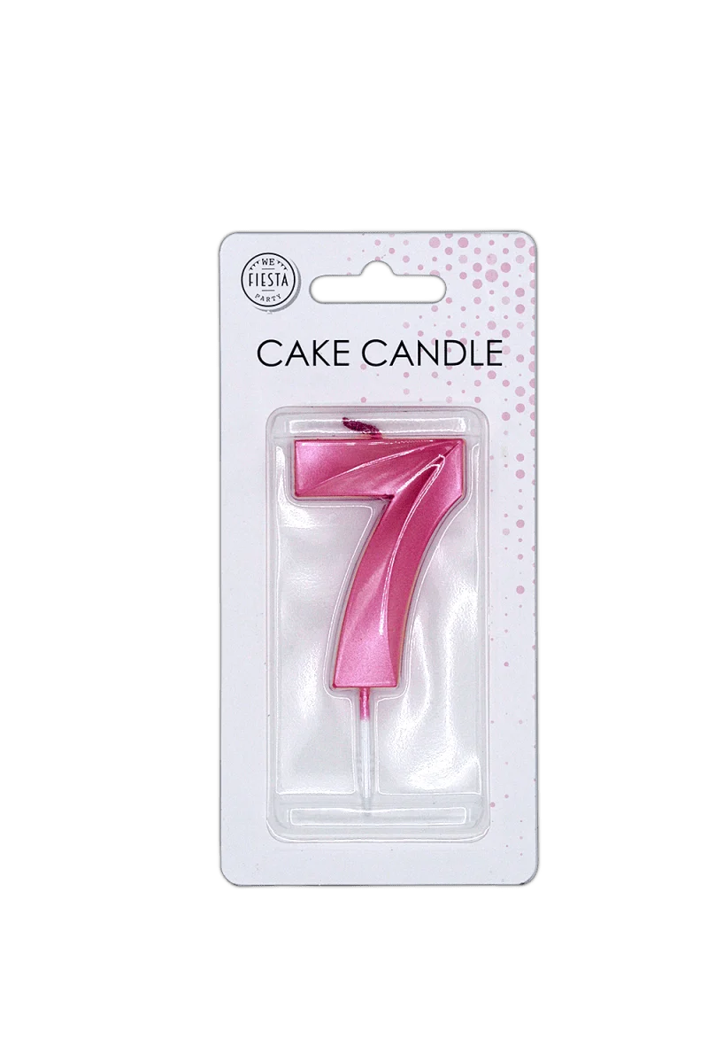 7-Jahre-Kerze, rosa metallic, 6 cm
