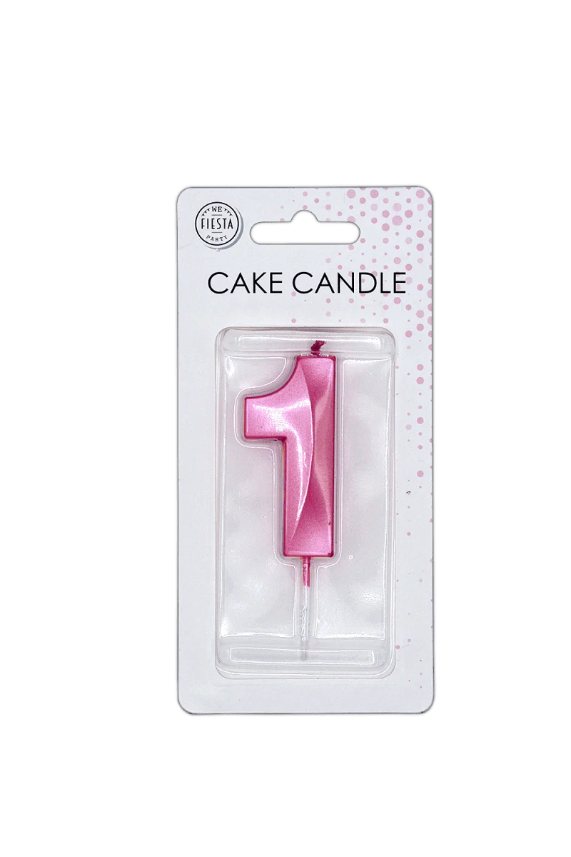 1-Jahres-Kerze, rosa metallic, 6 cm