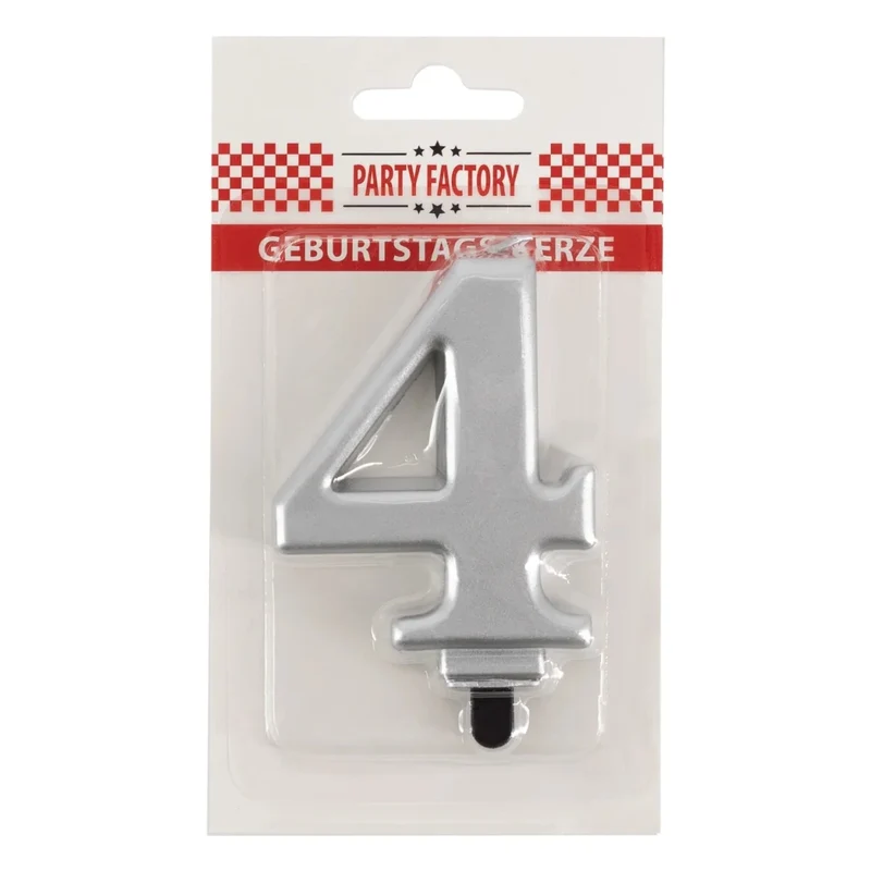4-Jahres-Kerze, Silber-Metallic, 7 cm