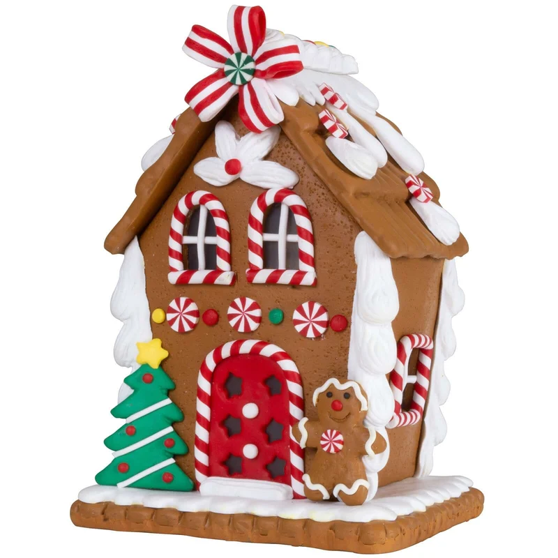 Festlich geschmücktes Lebkuchenhaus mit Candy-Dekor – 14 cm