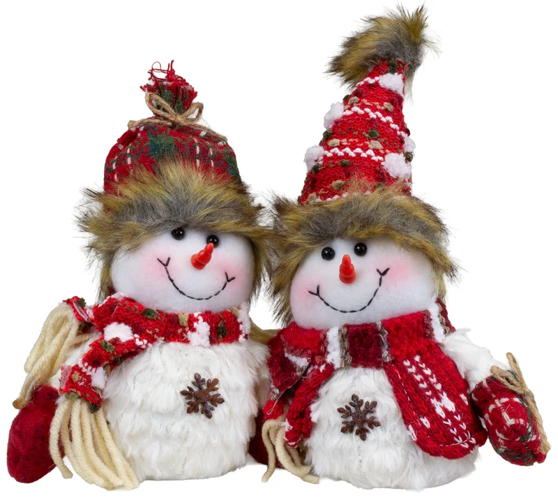 Schneemänner-Paar 17 cm, 2 Designs, winterliche Weihnachtsdeko