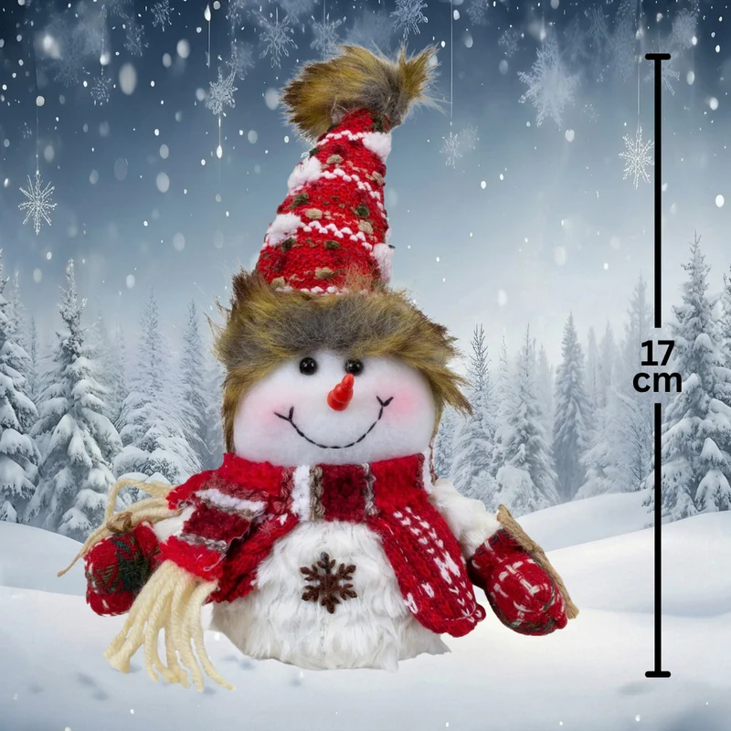 Schneemänner-Paar 17 cm, 2 Designs, winterliche Weihnachtsdeko