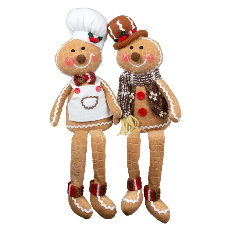 Festliches Lebkuchenpaar mit baumelnden Beinen – 2 Designs, 40 cm