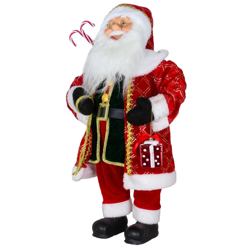 Weihnachtsmann 60 cm in Rot-Gold mit Geschenksack und Laterne