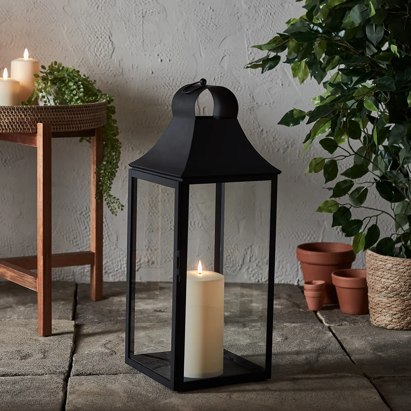 3er Set Albury Gartenlaternen mit TruGlow® Outdoor Kerzen, Mattschwarz