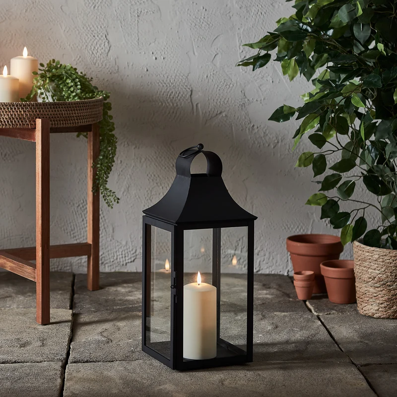 3er Set Albury Gartenlaternen mit TruGlow® Outdoor Kerzen, Mattschwarz