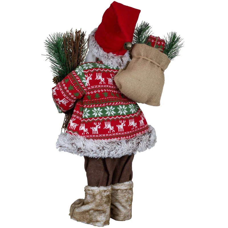 Weihnachtsmann 60 cm mit Tannenzweigen Zapfen und Wintermantel