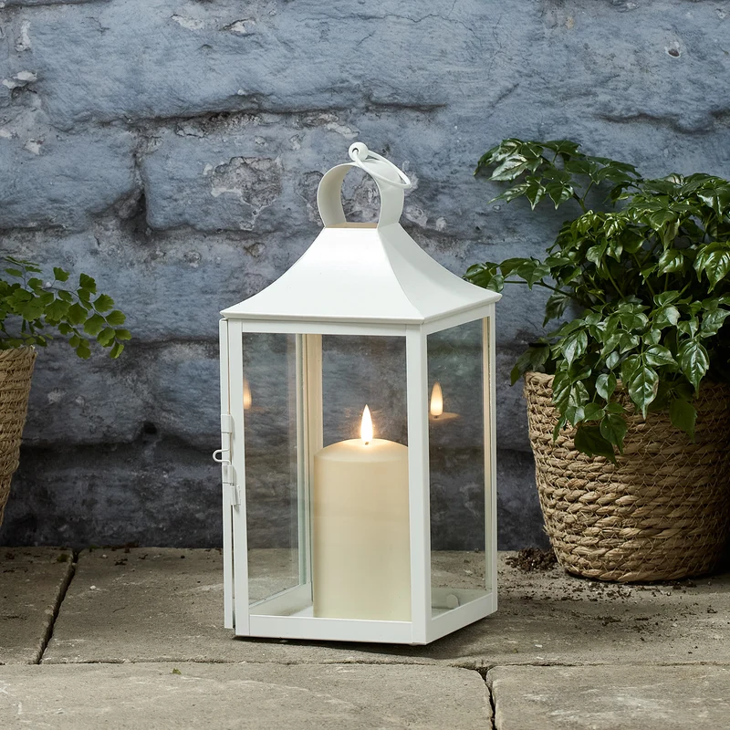 4er Set Albury Gartenlaternen weiß mit TruGlow® Outdoor Kerzen