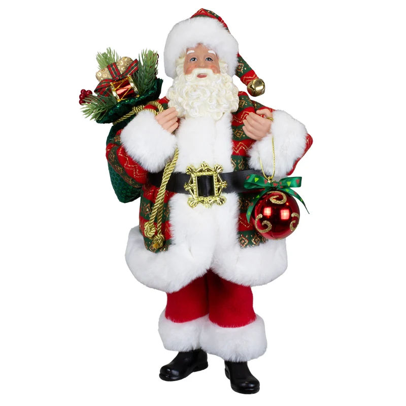 Weihnachtsmann 38cm Santa Claus Figur mit Kugel & Geschenken