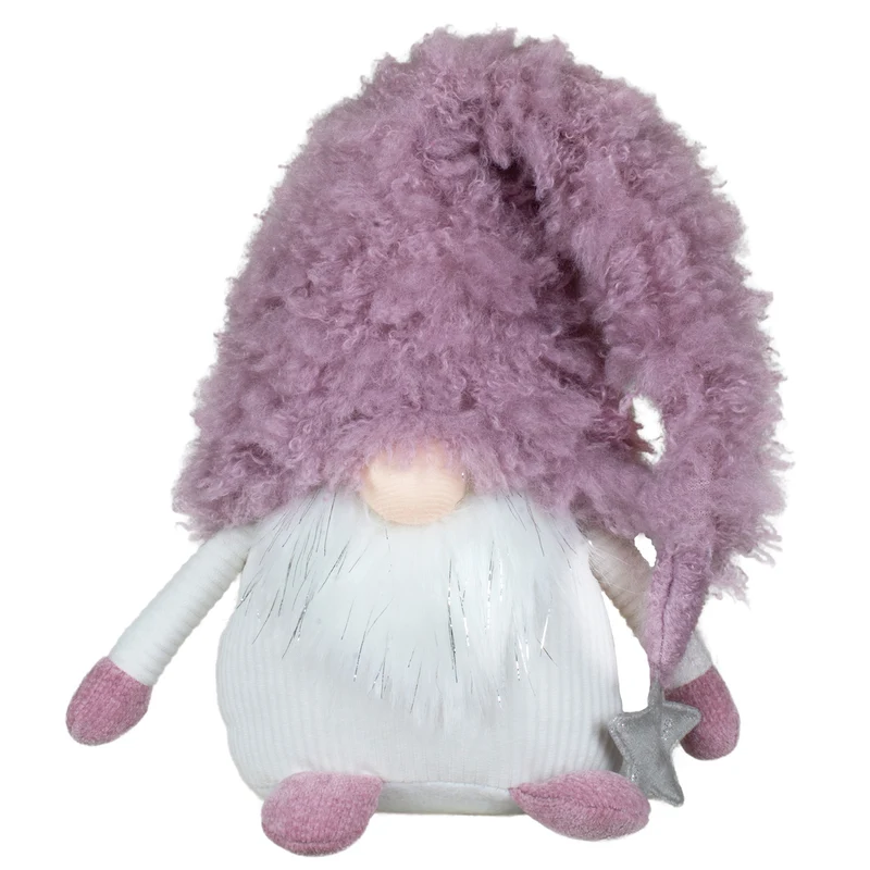 Wichtel sitzend 30cm kuscheliger Deko Gnom mit rosa Mütze & silbernem Stern