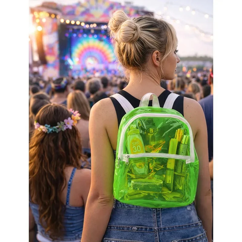 Transparenter Rucksack in Knallgrün