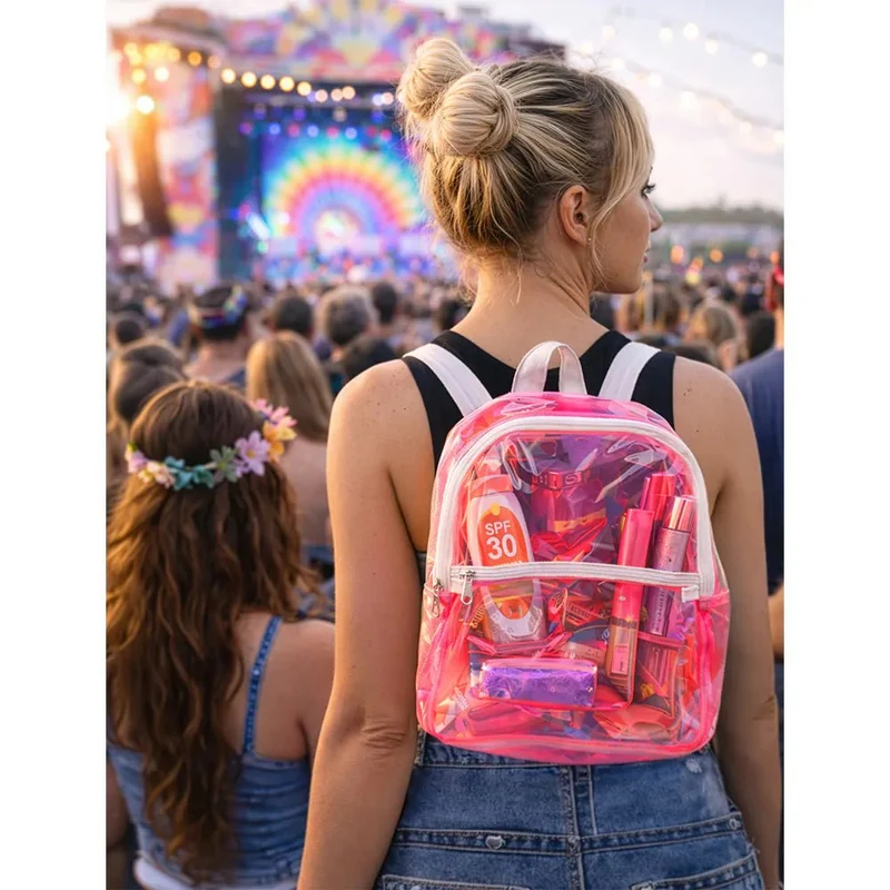 Transparenter Rucksack in Knallrosa