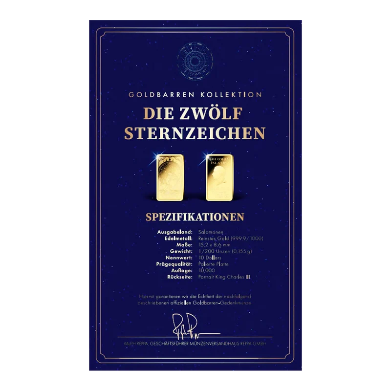 Goldbarren Sternzeichen Wassermann