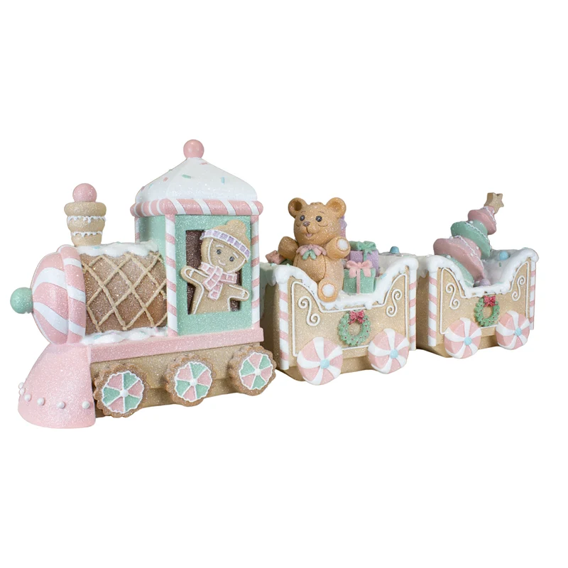 Lebkuchenzug 62cm braun mit Lebkuchenmann und Teddybär