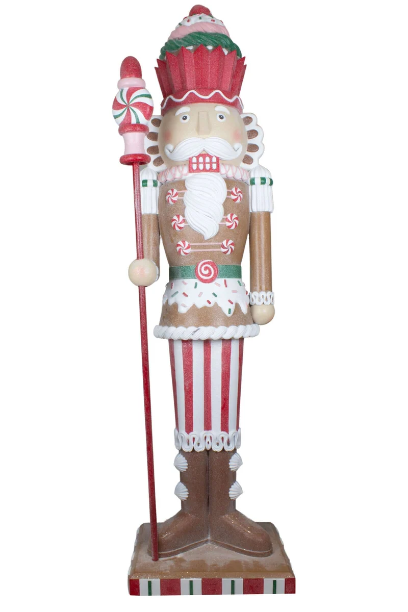 XXL Nussknacker Größe ca.155cm mit LED-Licht / Candy Christmas in braun-rot-grün
