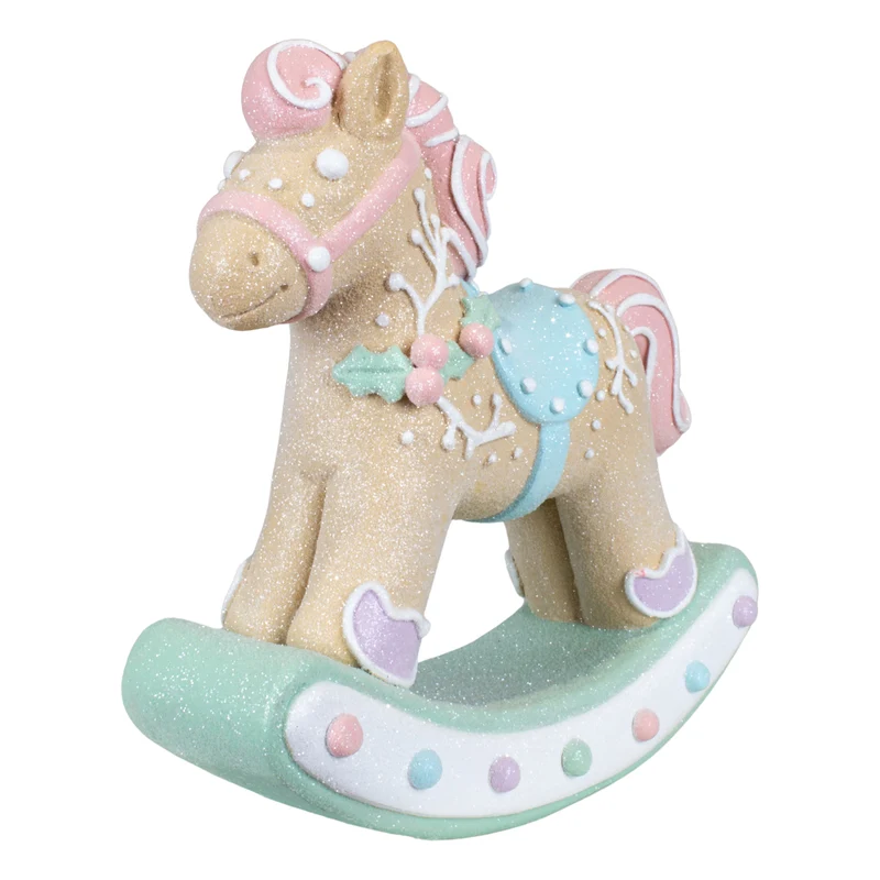 Tischdeko Schaukelpferd Lebkuchen Größe 22cm Dekofigur braun-pink-blau