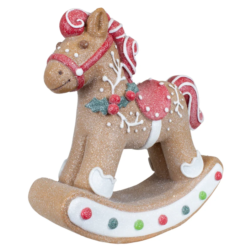 Tischdeko Schaukelpferd Lebkuchen Größe 22cm Dekofigur braun-rot
