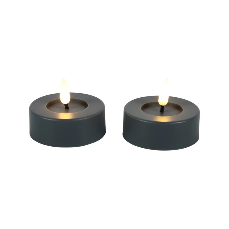 Maxi Teelicht LED 2St, grau