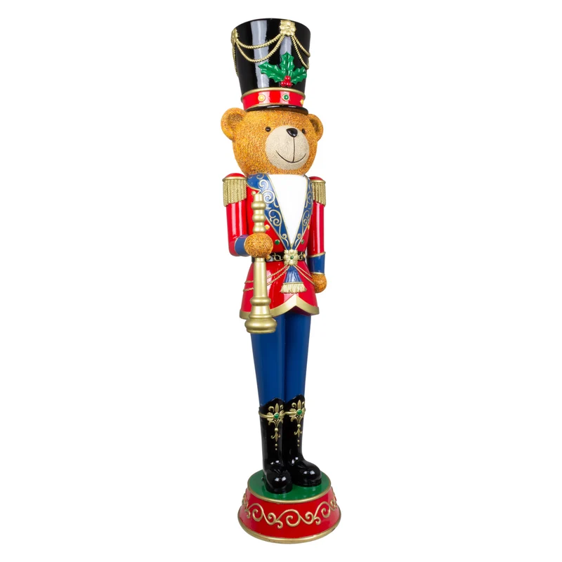 Festlicher Bär mit Nussknacker-Uniform Größe ca.73cm / Farben rot-grün-schwarz-gold