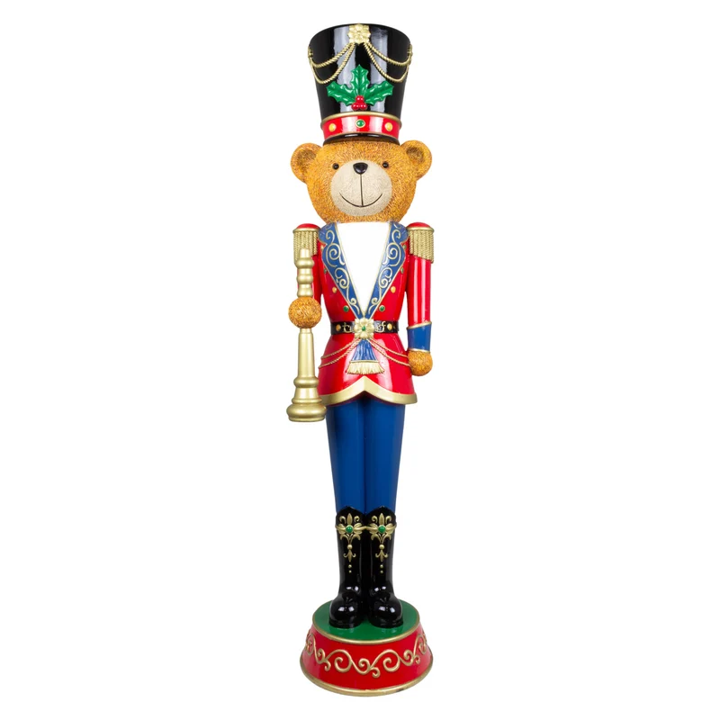 Festlicher Bär mit Nussknacker-Uniform Größe ca.73cm / Farben rot-grün-schwarz-gold