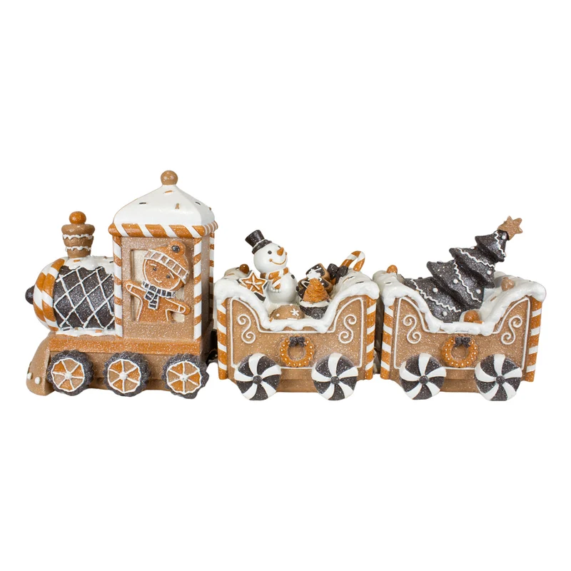 Lebkuchenzug 45cm braun mit Schneemann und Baum