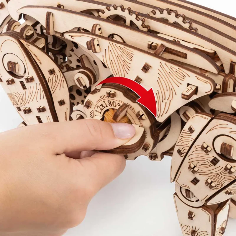 3D-Holzpuzzle Mechanische Katze, natur