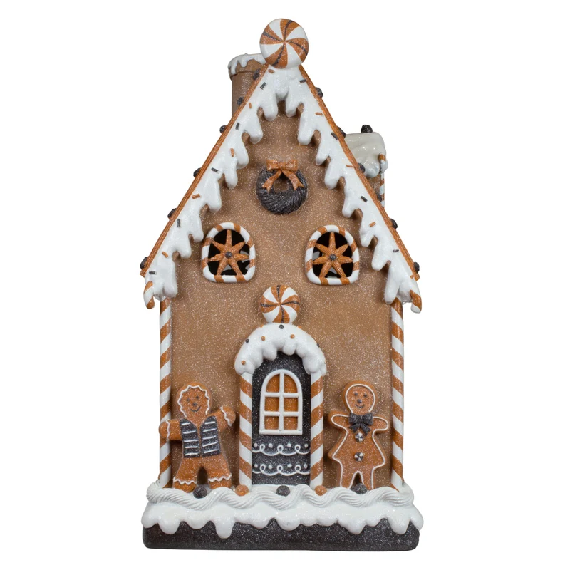 LED Lebkuchenhaus 51cm braun und weiß