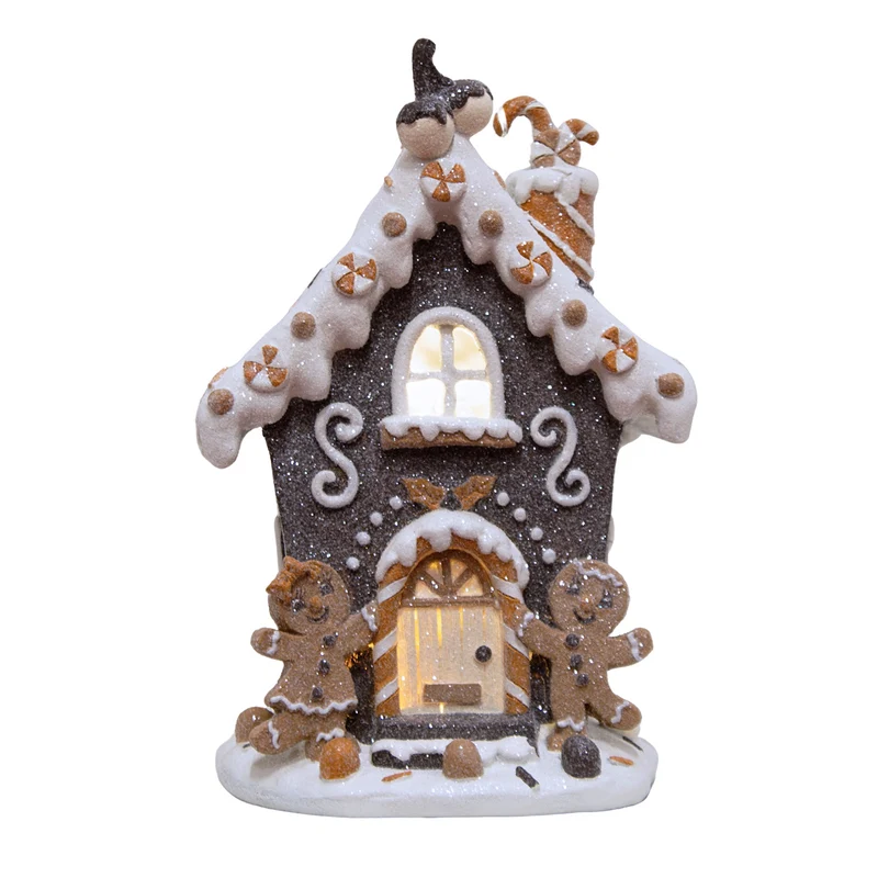 LED Lebkuchenhaus 20cm dunkelgrau