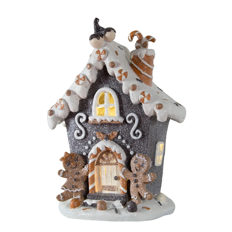 LED Lebkuchenhaus 20cm dunkelgrau