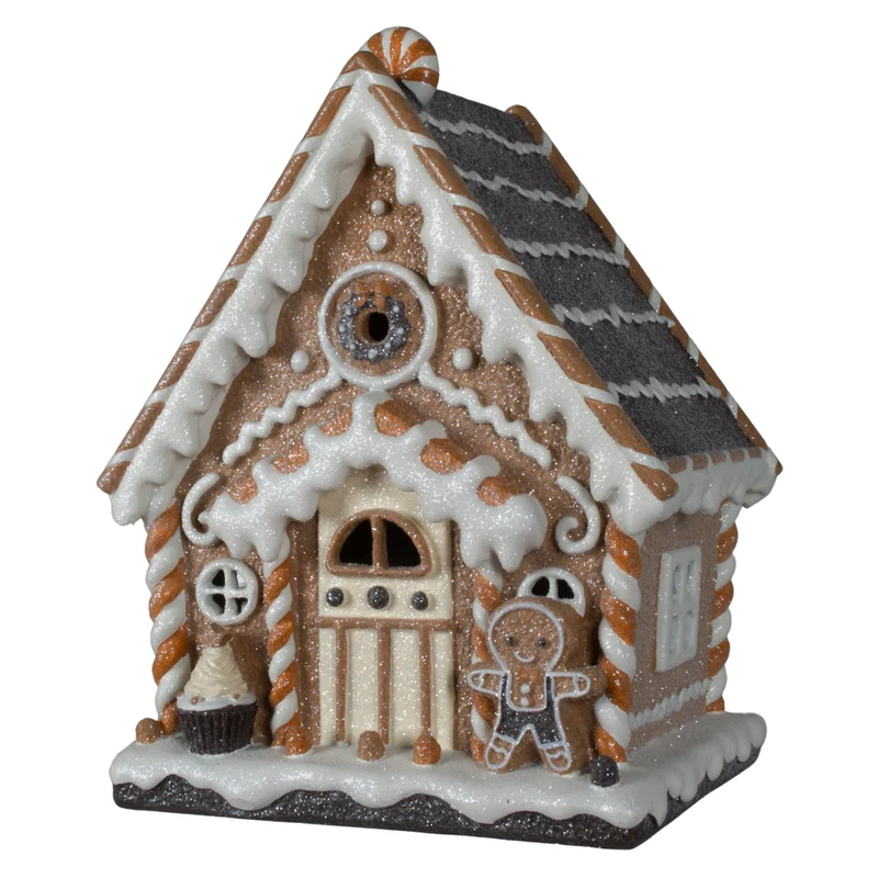 LED Lebkuchenhaus 25cm braun
