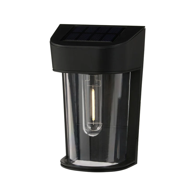 Audley Schwarze Mini Solar-Wandleuchte mit warmweißer LED