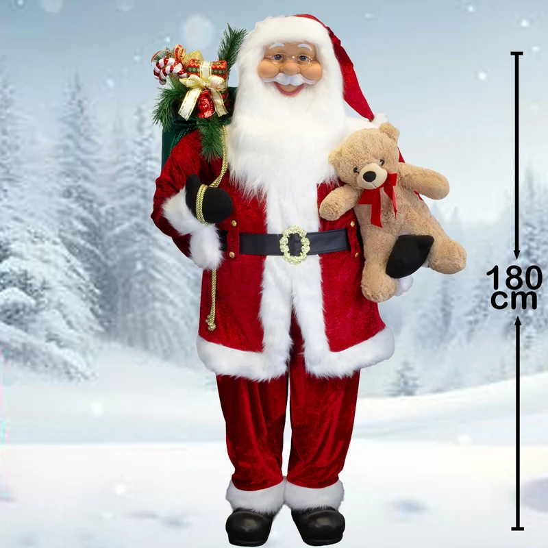 XXL Weihnachtsmann Lebensgröße ca.180cm Santa rot & weiß mit langem Bart