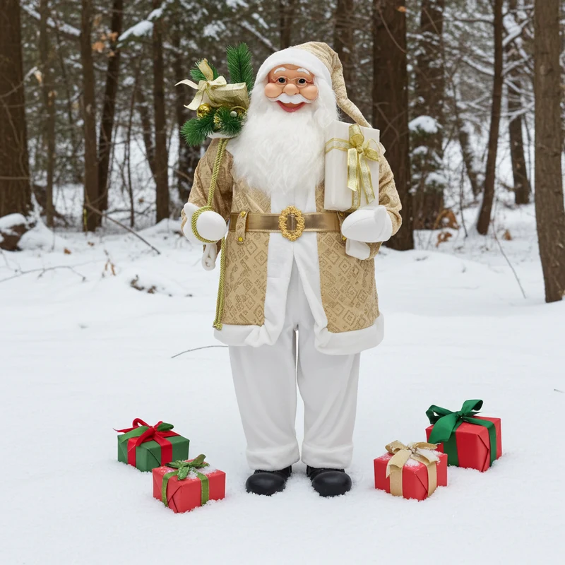 XXL Weihnachtsmann Lebensgröße ca.180cm Santa weiß & gold mit langem Bart