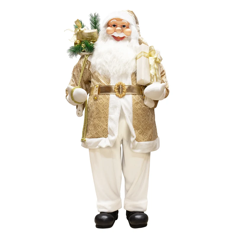 XXL Weihnachtsmann Lebensgröße ca.180cm Santa weiß & gold mit langem Bart