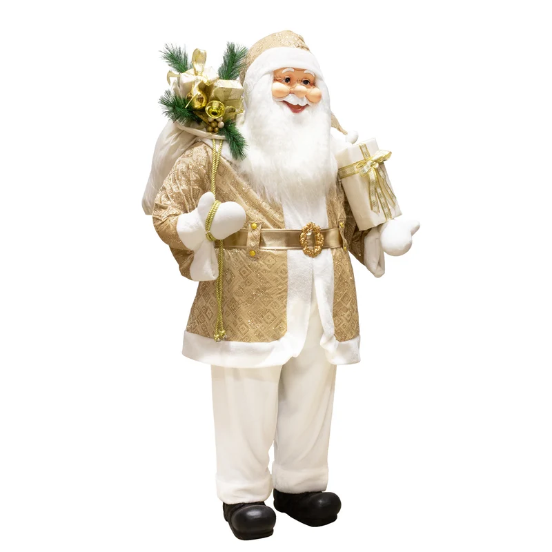 XXL Weihnachtsmann Lebensgröße ca.180cm Santa weiß & gold mit langem Bart