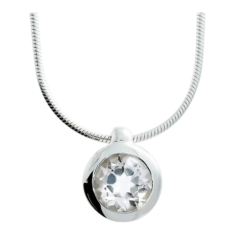 Silberschmuck Anhänger Weißer Topas 7mm
