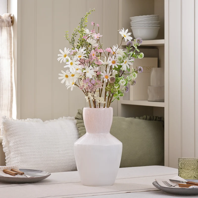 Rosa Keramikvase mit Ombre-Glasur 30cm