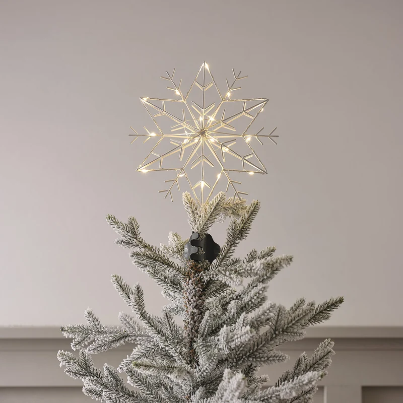 LED Metall Schneeflocke Weihnachtsbaumspitze weiß