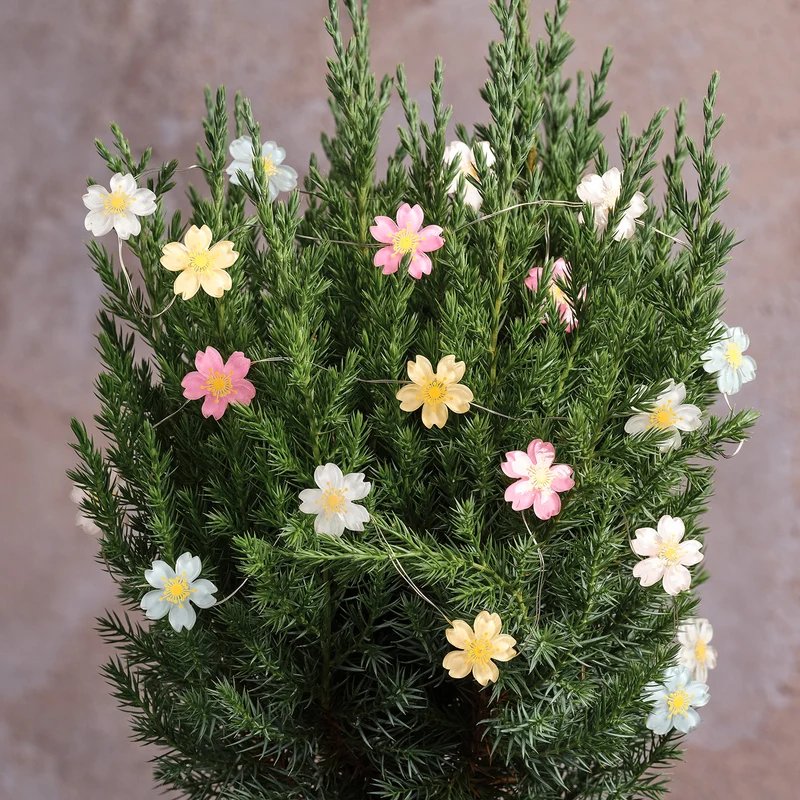 Batteriebetriebene LED‑Mikro‑Blumenlichterkette mit 20 Lichtern in Warmweiß
