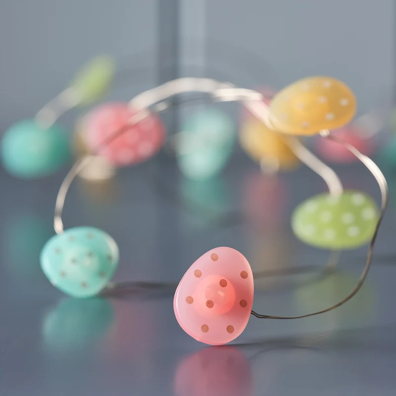 20er batteriebetriebene LED-Ostereier-Lichterkette mit bunten Mikrolichtern