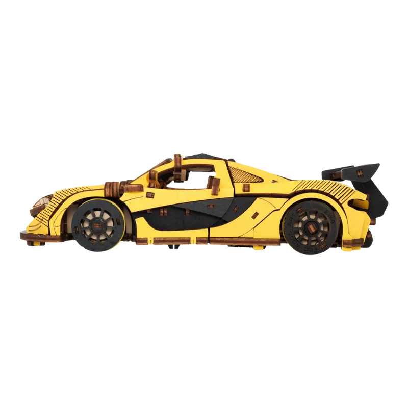 3D-Holzpuzzle Racing Car gelb