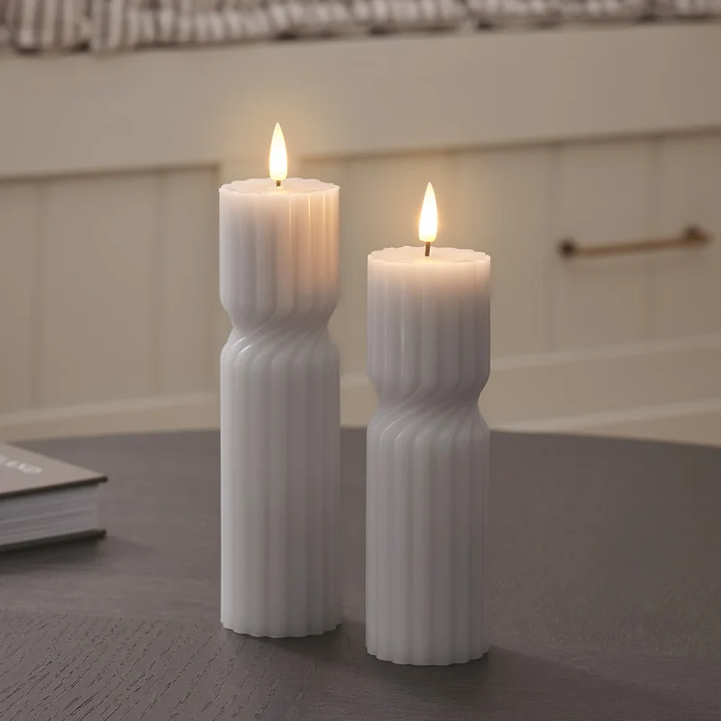 2er Set TruGlow® LED‑Stumpenkerzen mit Fernbedienung