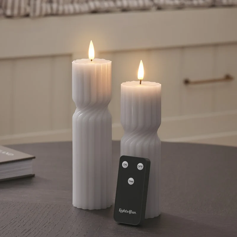 2er Set TruGlow® LED‑Stumpenkerzen mit Fernbedienung