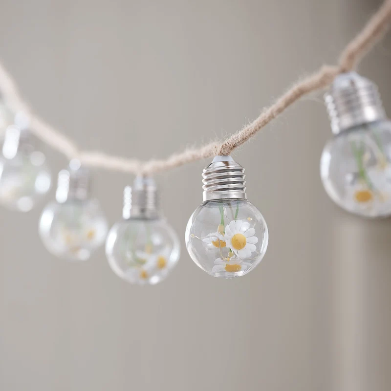 10er batteriebetriebene LED-Lichterkette mit Blumen in warmweißen Glühbirnen