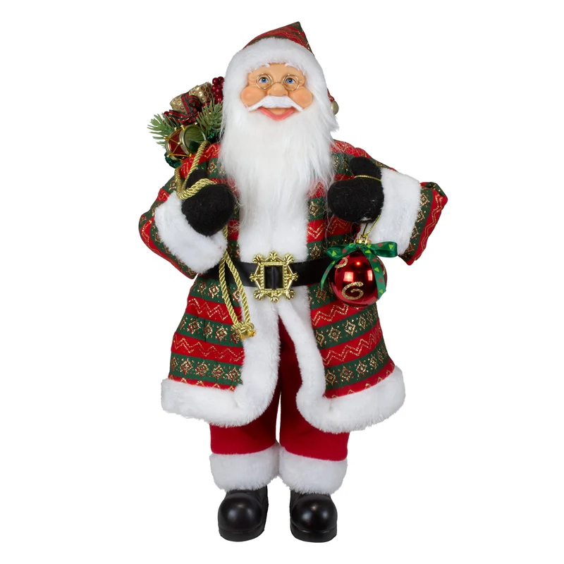 Weihnachtlicher Santa 45cm stehend mit Langem Mantel und Geschenken