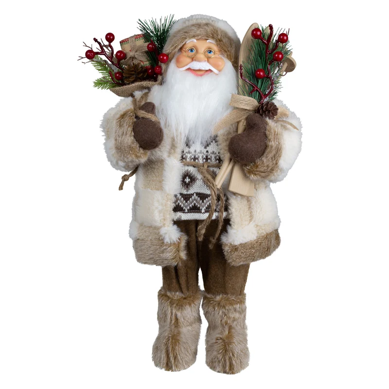 Weihnachtsmann 45 cm Santa mit braunem langem Mantel