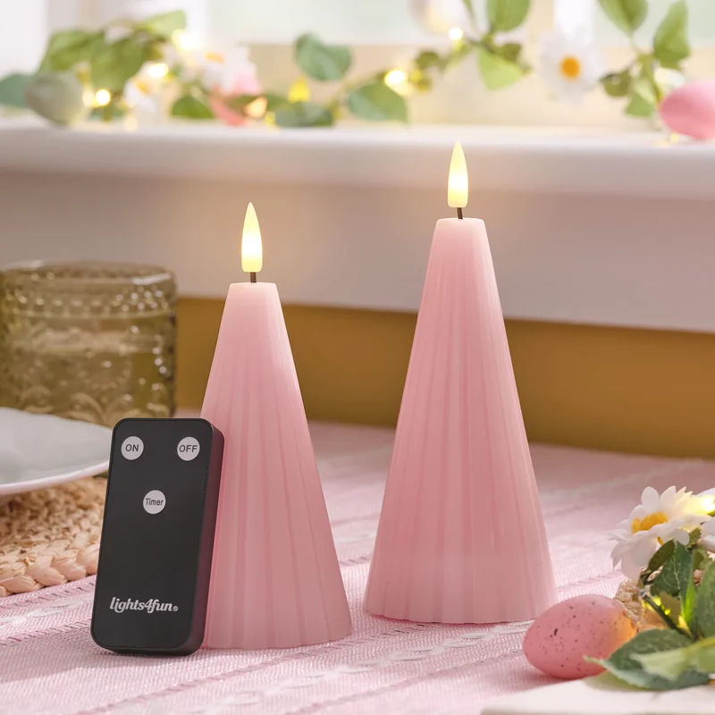 2er Set TruGlow® LED-Kegelkerzen mit Fernbedienung