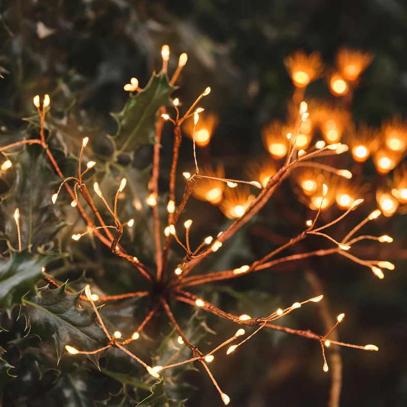 3er Set Solar Feuerwerk Gartenstecker mit warmweißen Mikro-LEDs