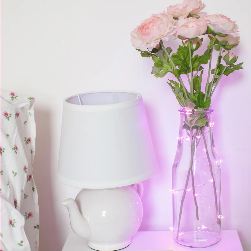Batteriebetriebene 20er Mikro-LED-Lichterkette in Pink