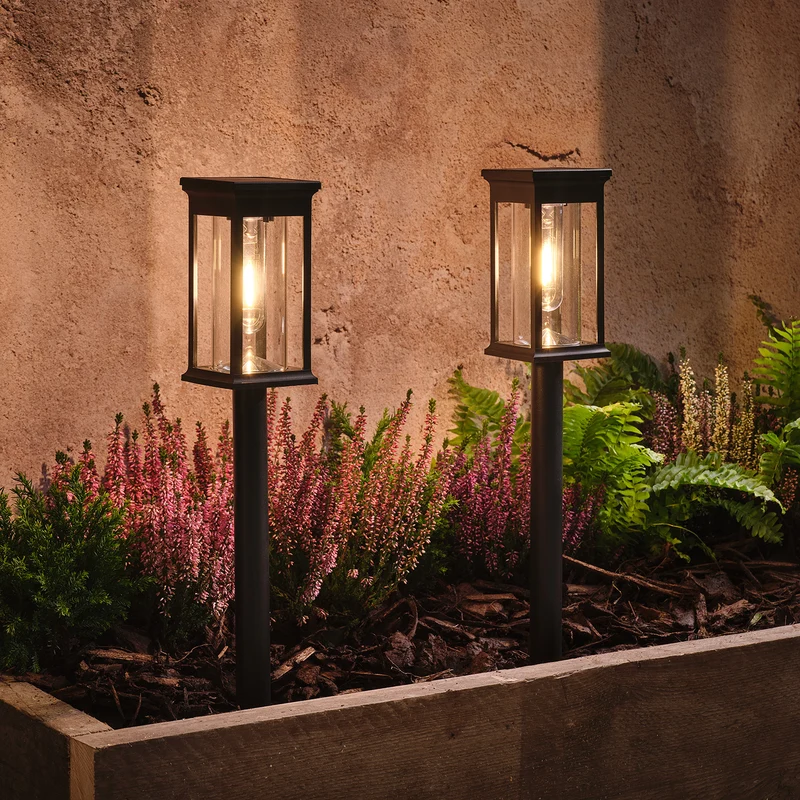 2er-Set "Cragside" Solar-Gartensteckleuchten mit warmweißer LED
